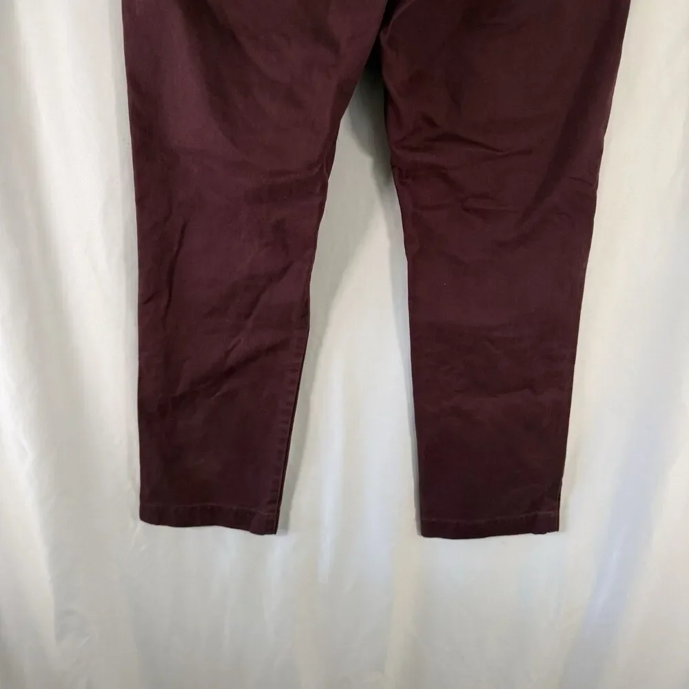 J. Crew Broken In Urban Slim Chino Pants Men's 31x30 Burgundy Flat Front